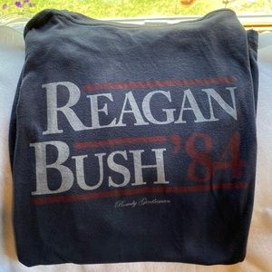 Rowdy Gentleman Navy Blue tee MEDIUM with Reagan/Bush on back - pocket on front